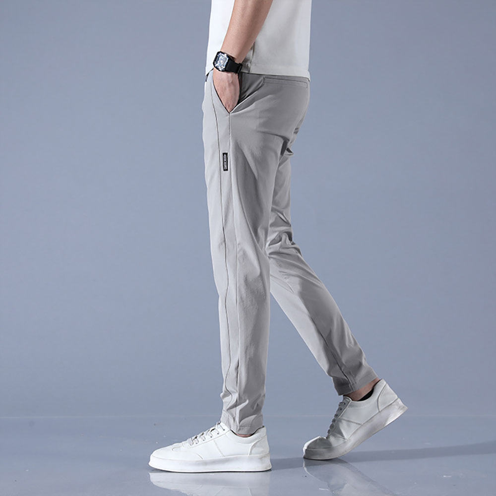 Men's breathable ice silk stretch straight casual pants