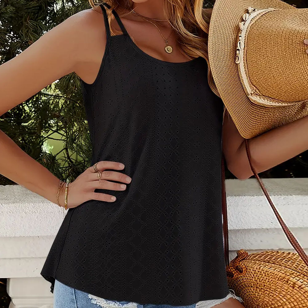 Summer Ladies Scoop Neck Double Straps Sleeveless Camisole