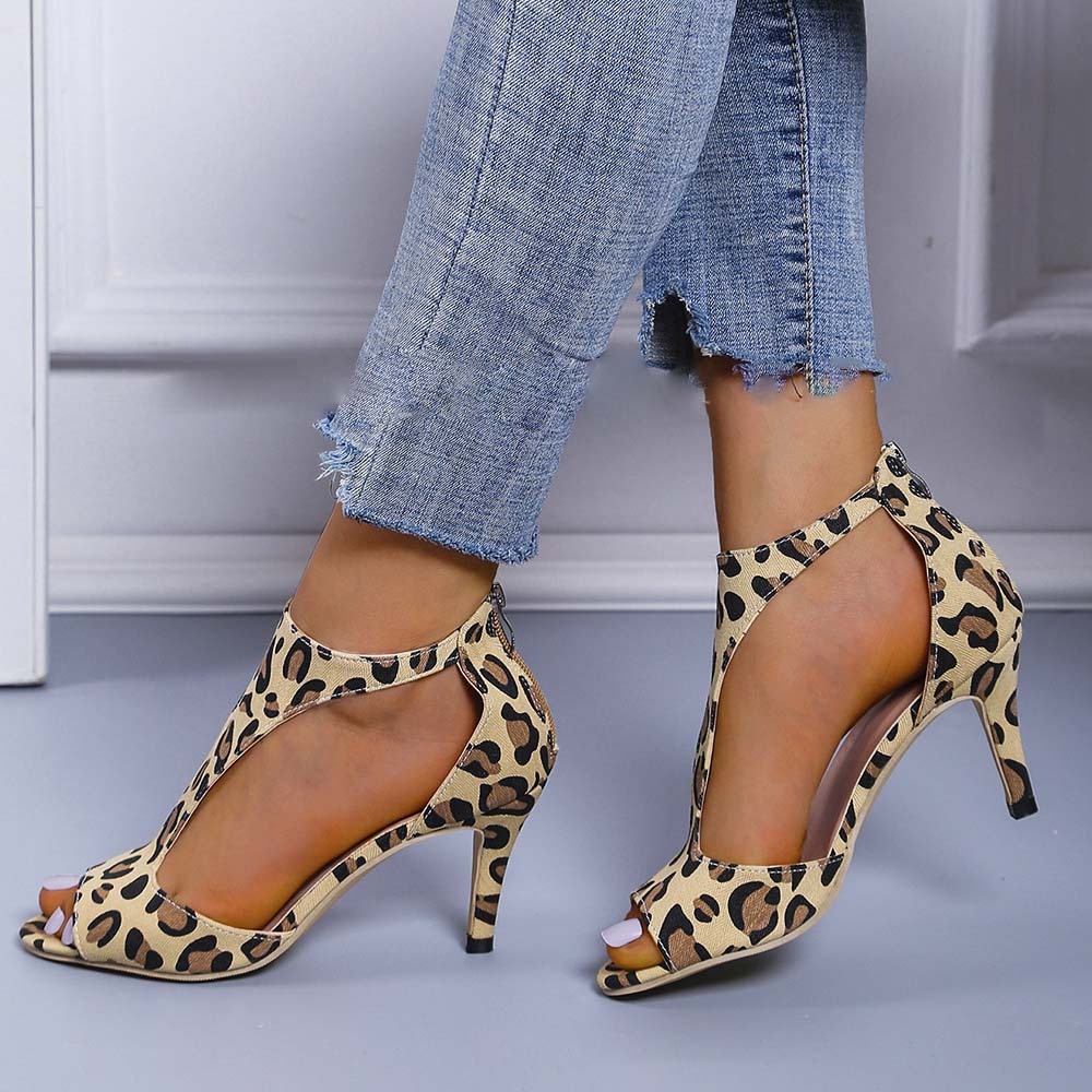 Sandalias de tacón alto con punta abierta, elegantes y elegantes