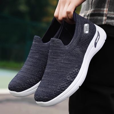 Olivoslindo Zapatillas deportivas de malla sin cordones para hombre