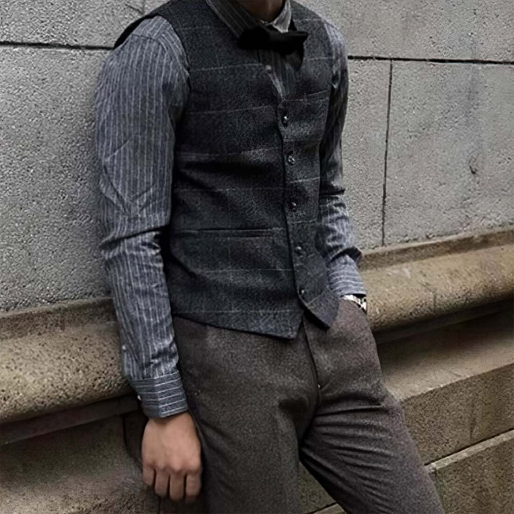 Camisa a rayas retro de primavera y otoño para hombre