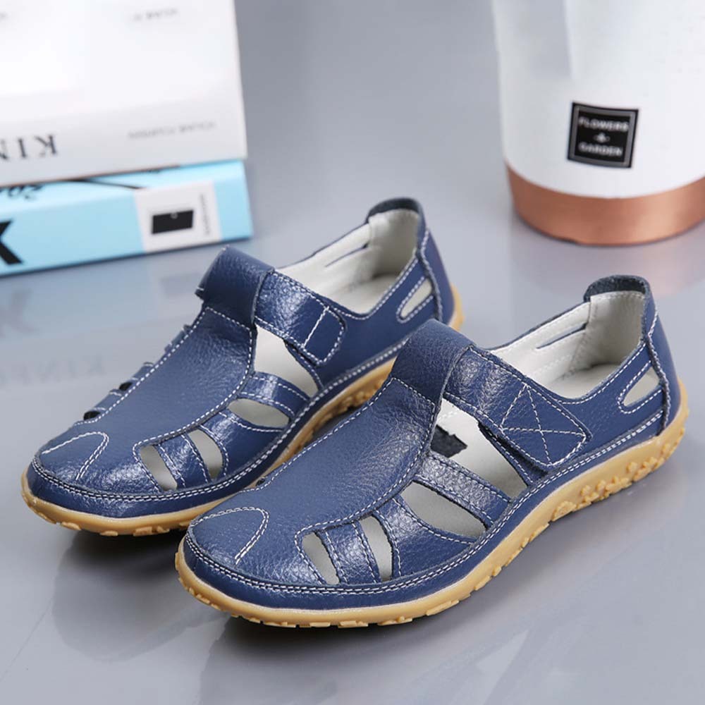 Sandalias de mujer de piel con suela suave y velcro transpirable