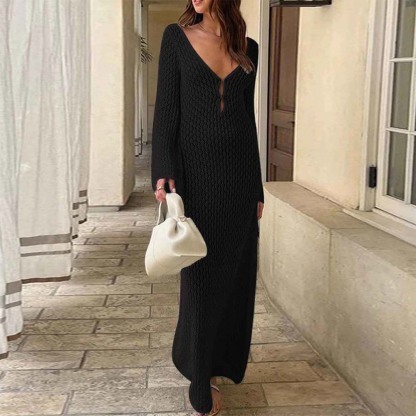 Hojanaranja Vestido de punto extralargo para mujer Ropa de protección solar para la playa