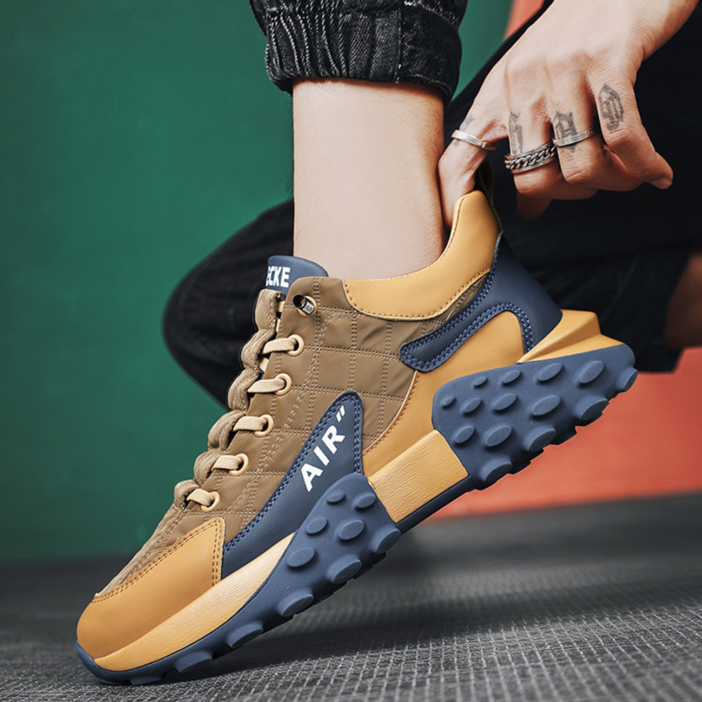 Glowtomato™ Men's Color Block Thick Sole Sneakers