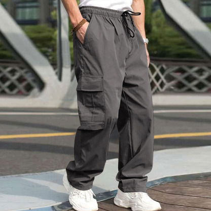 Olivoslindo Pantalones casuales rectos holgados para hombres