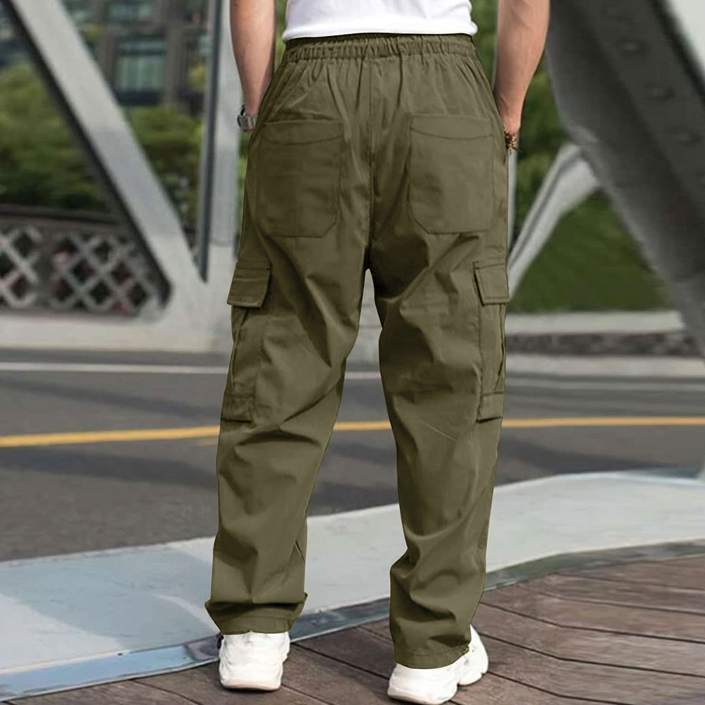 Olivoslindo Pantalones casuales rectos holgados para hombres