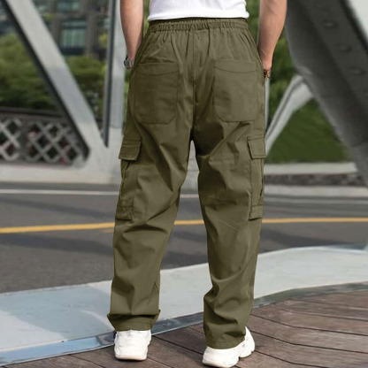 Olivoslindo Pantalones casuales rectos holgados para hombres