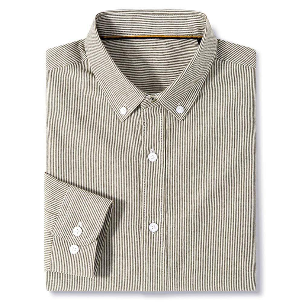 Smiledeer Men's comfortable cotton lapel striped long-sleeve shirt