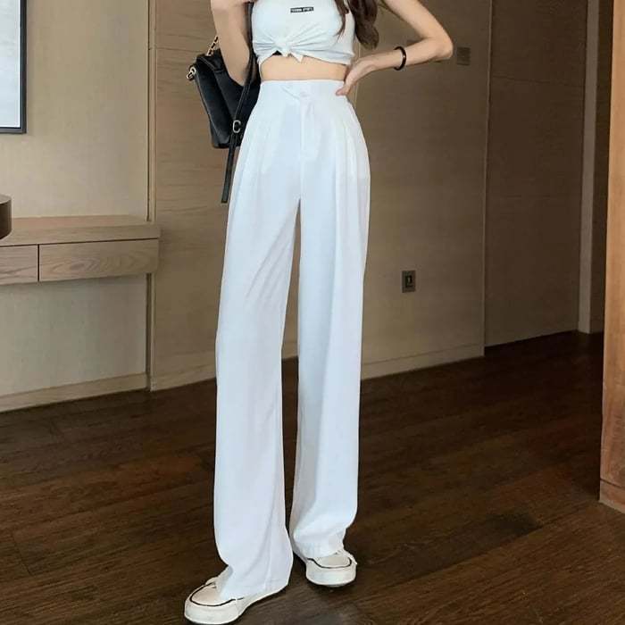 Ladies casual loose high waist suit pants