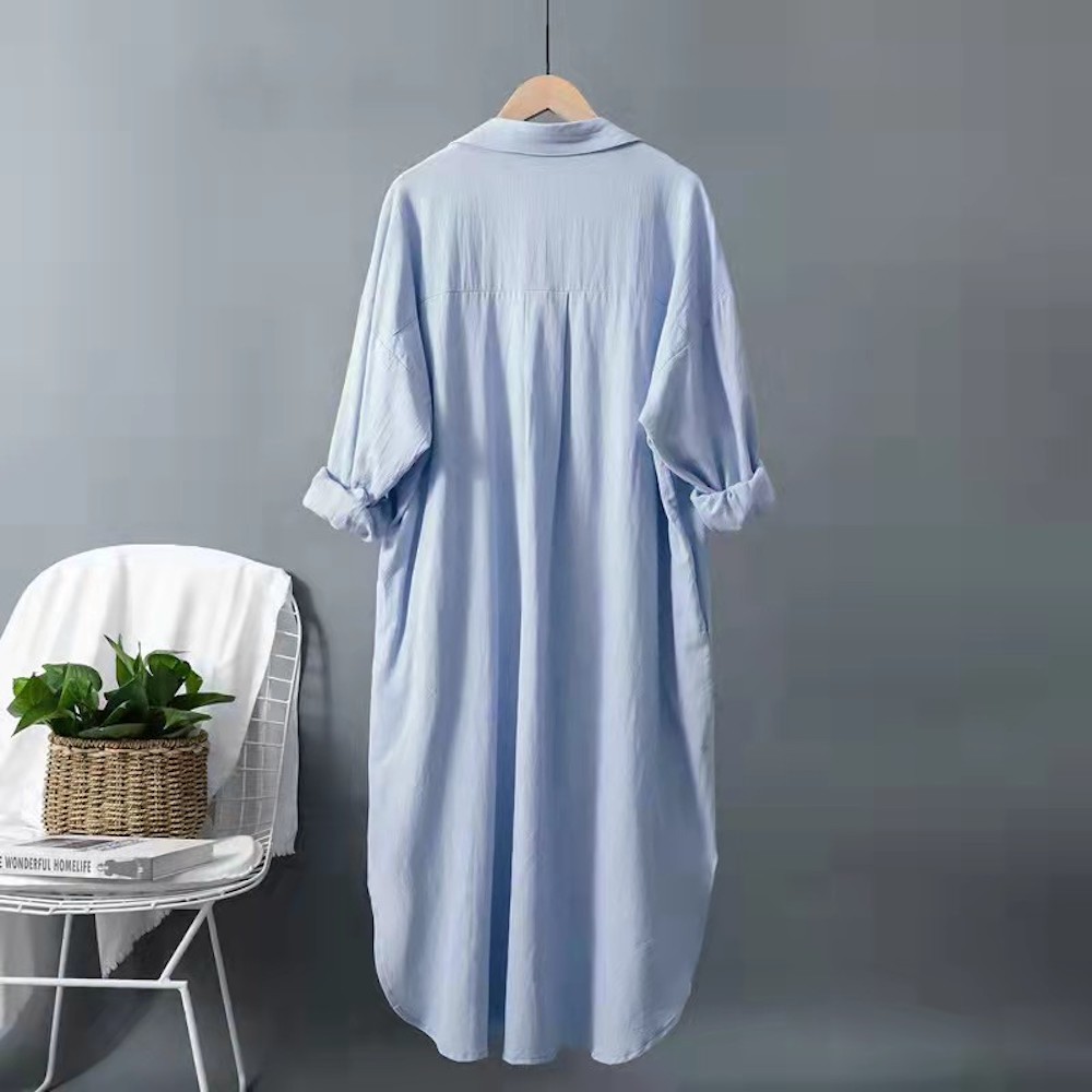 New Long Ladies Cotton Linen Loose Casual Shirt