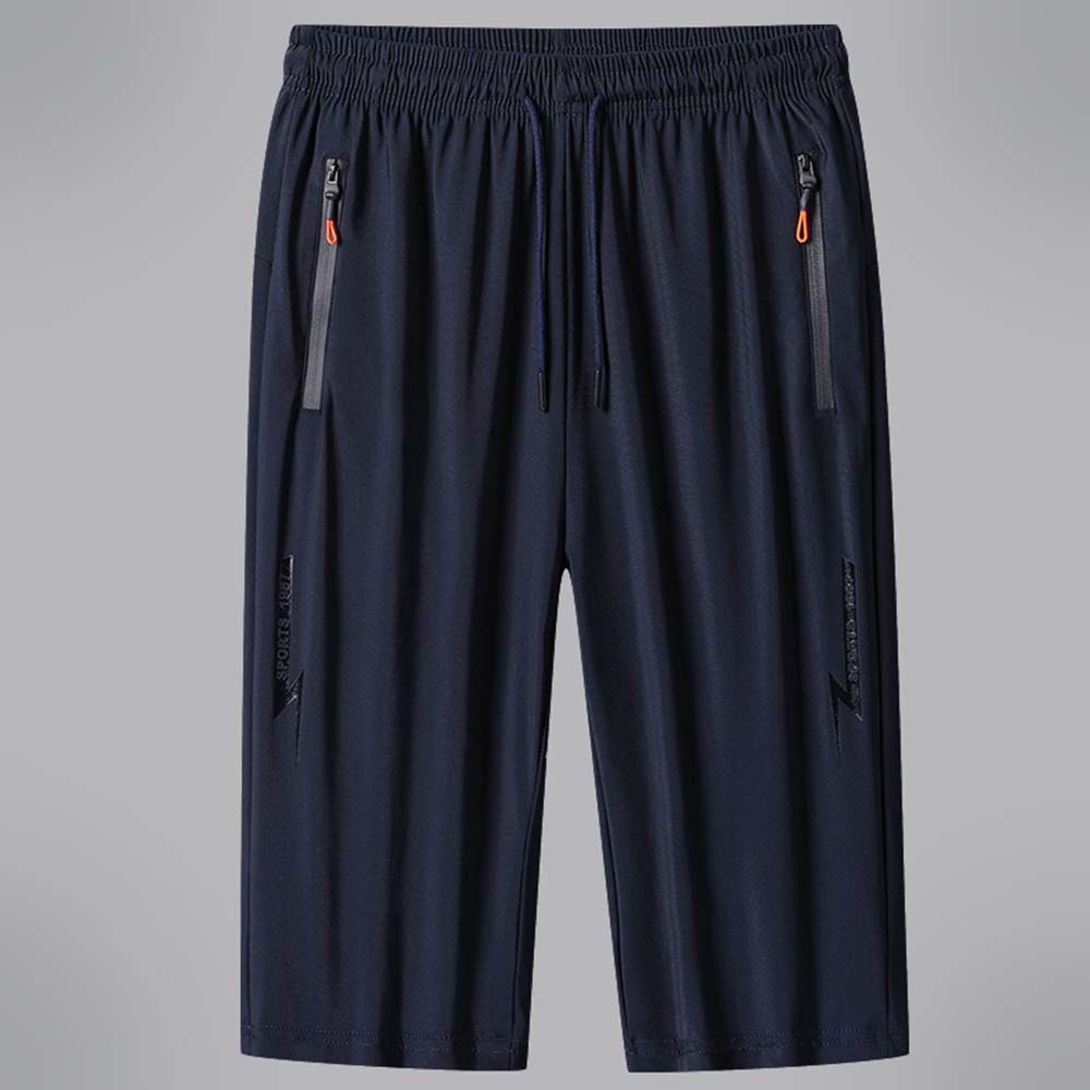 Pantalones deportivos casuales de talla grande rectos de seda de hielo elásticos finos para hombre