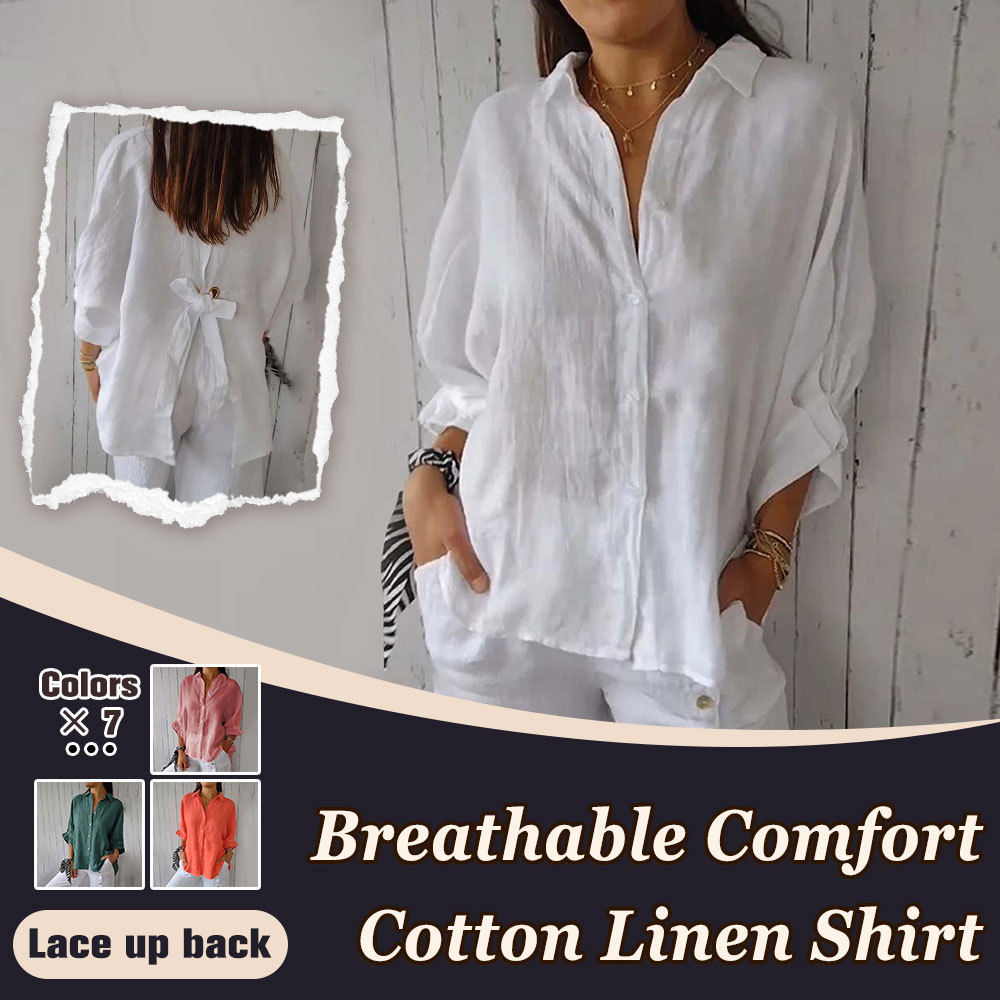 2024 Spring Hot Style Cotton and Linen Back Tie-Up Shirt