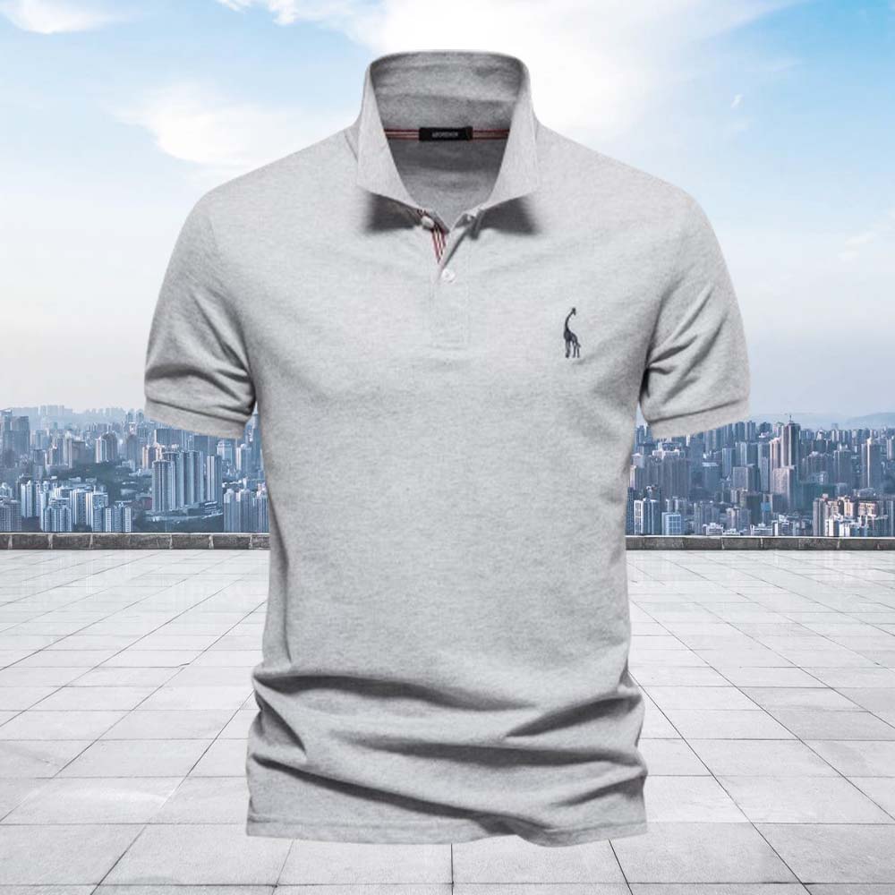 Smiledeer Men's Casual Giraffe Embroidered Short Sleeve T-Shirt Polo Shirt