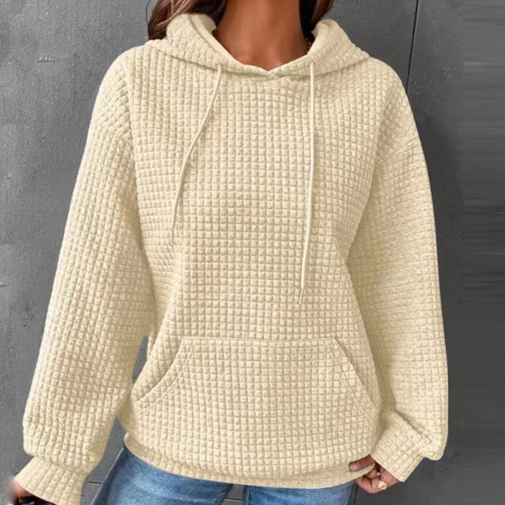 Olivoslindo Jersey de mujer con pespunte gofrado primavera, jersey holgado con capucha y manga larga