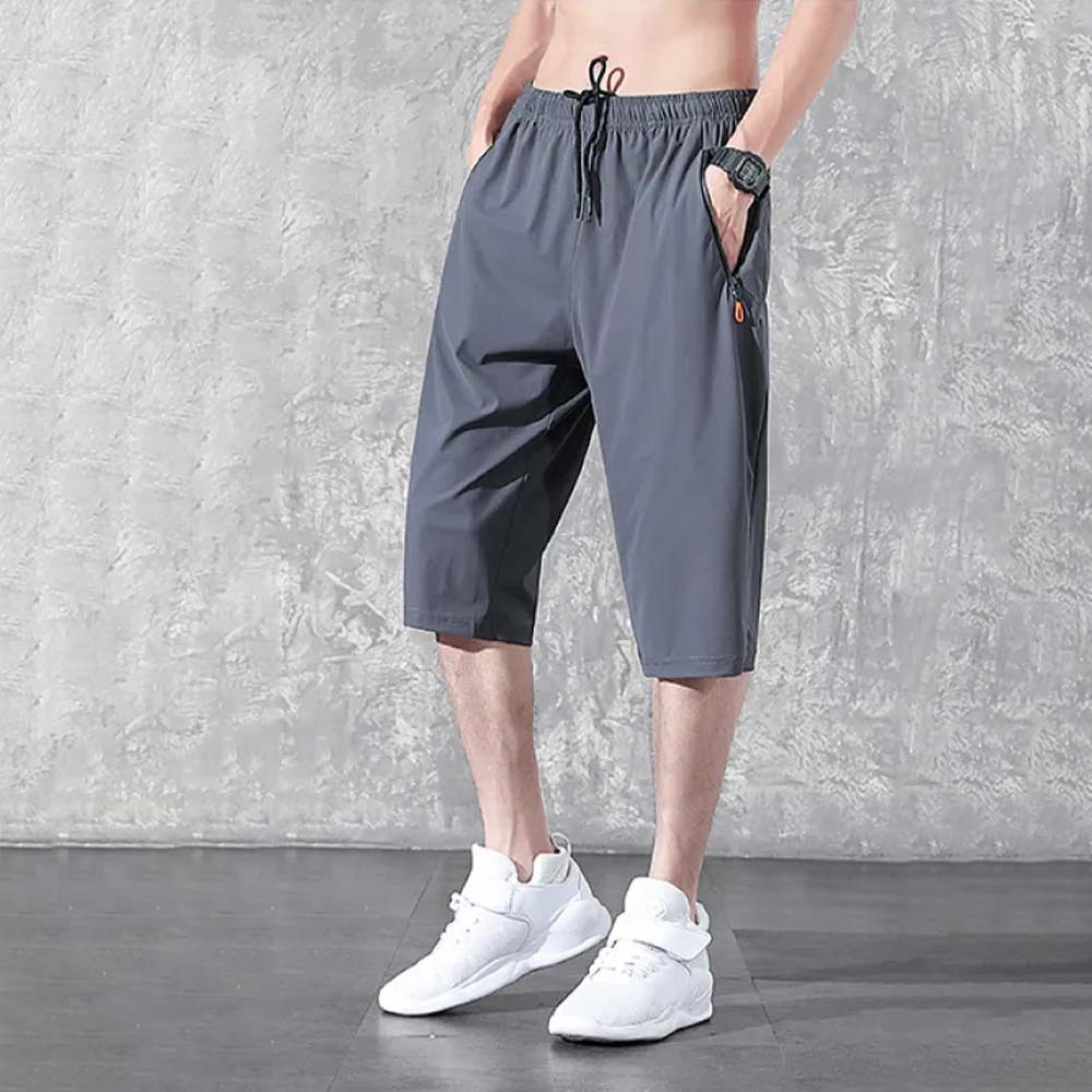 Pantalones deportivos casuales de talla grande rectos de seda de hielo elásticos finos para hombre