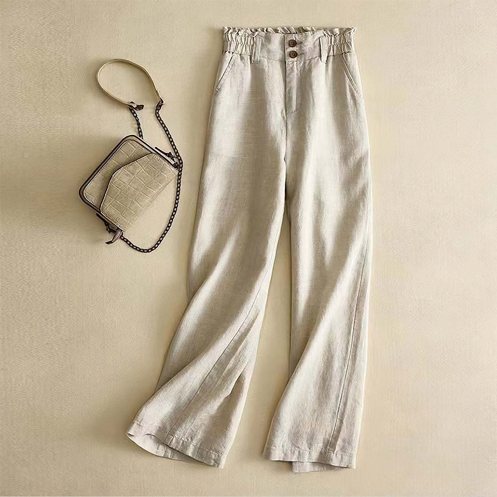Women's Breathable and Comfortable Linen High Waisted Wide Leg Pants