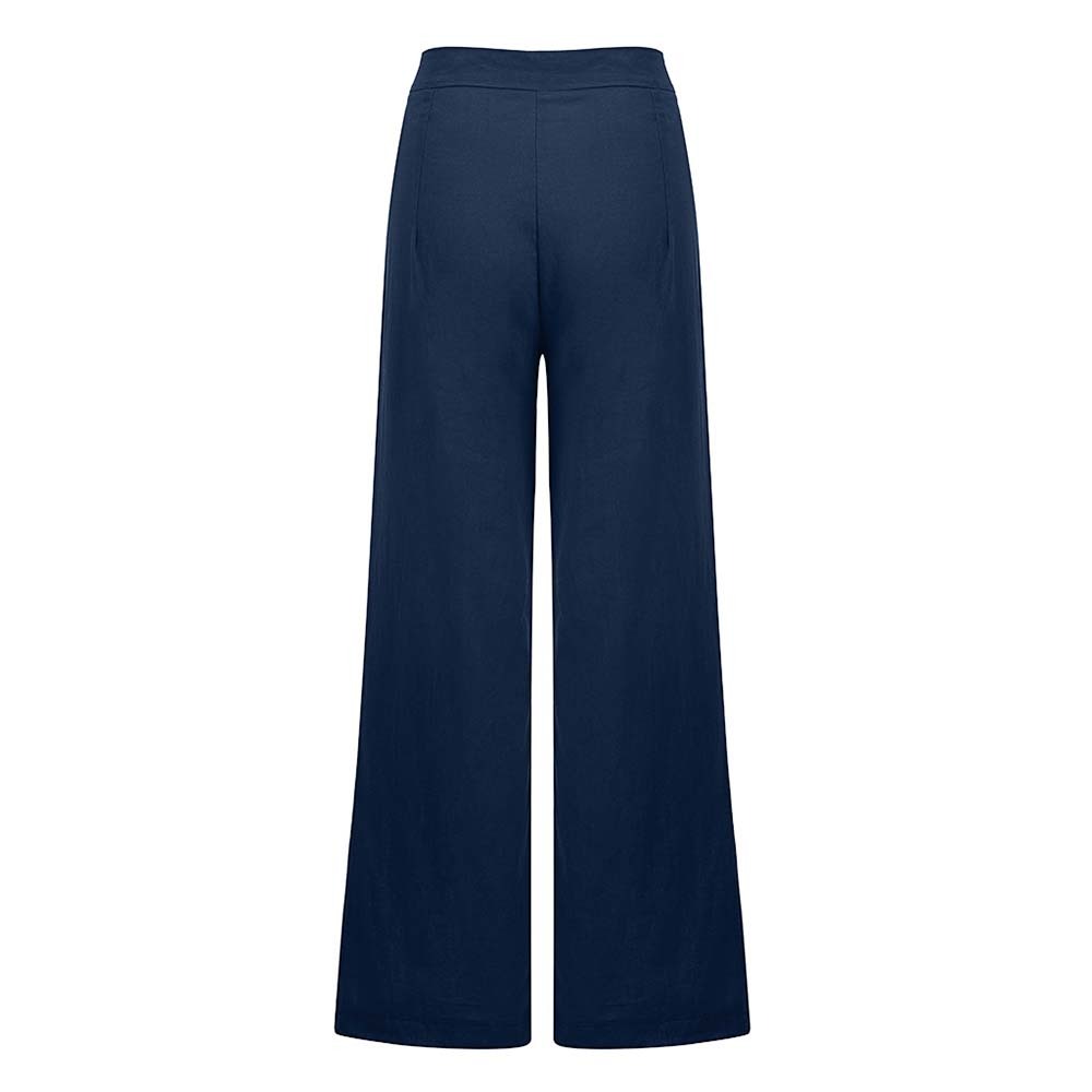 Women's high waist cotton and linen wide leg trousers