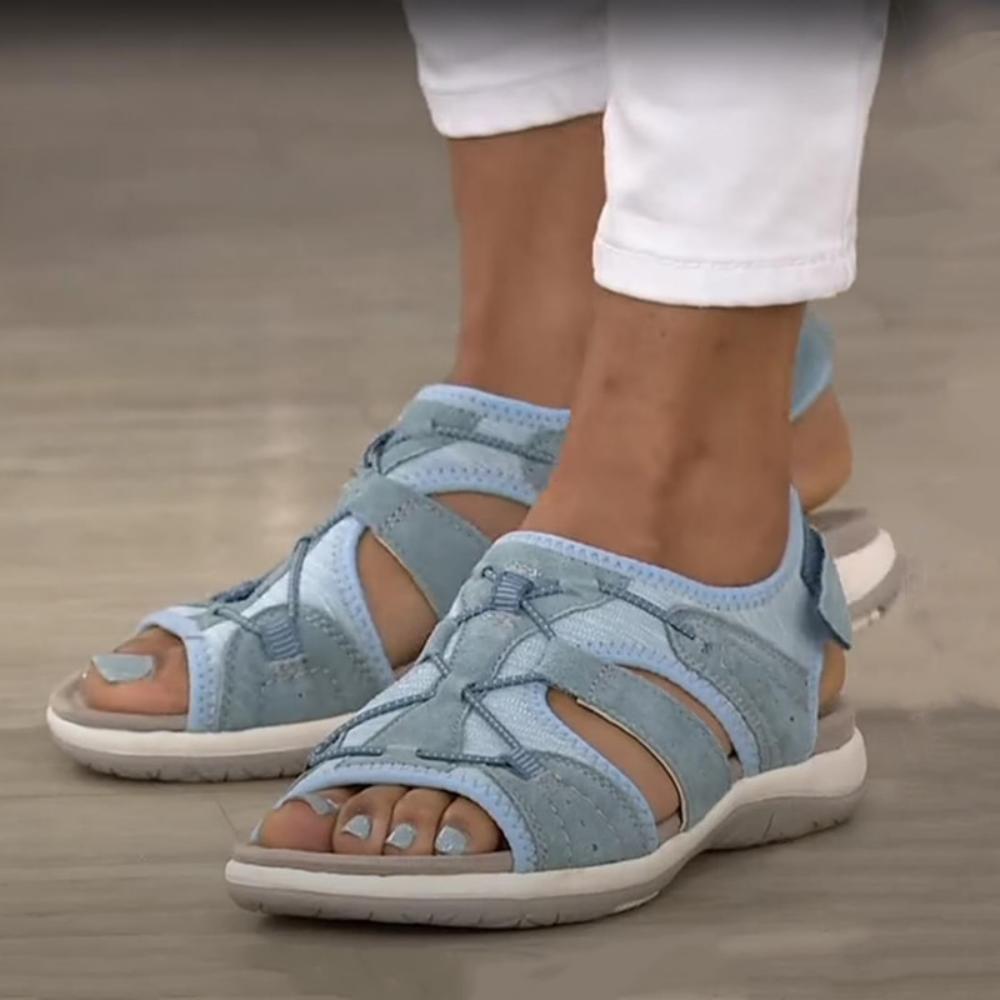 Sandalias de suela suave elásticas de color liso para mujer