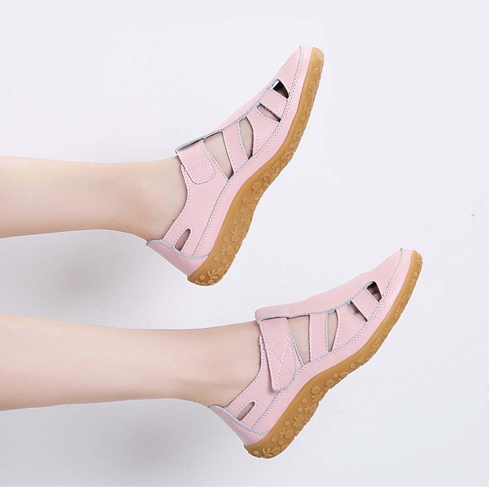 Sandalias de mujer de piel con suela suave y velcro transpirable