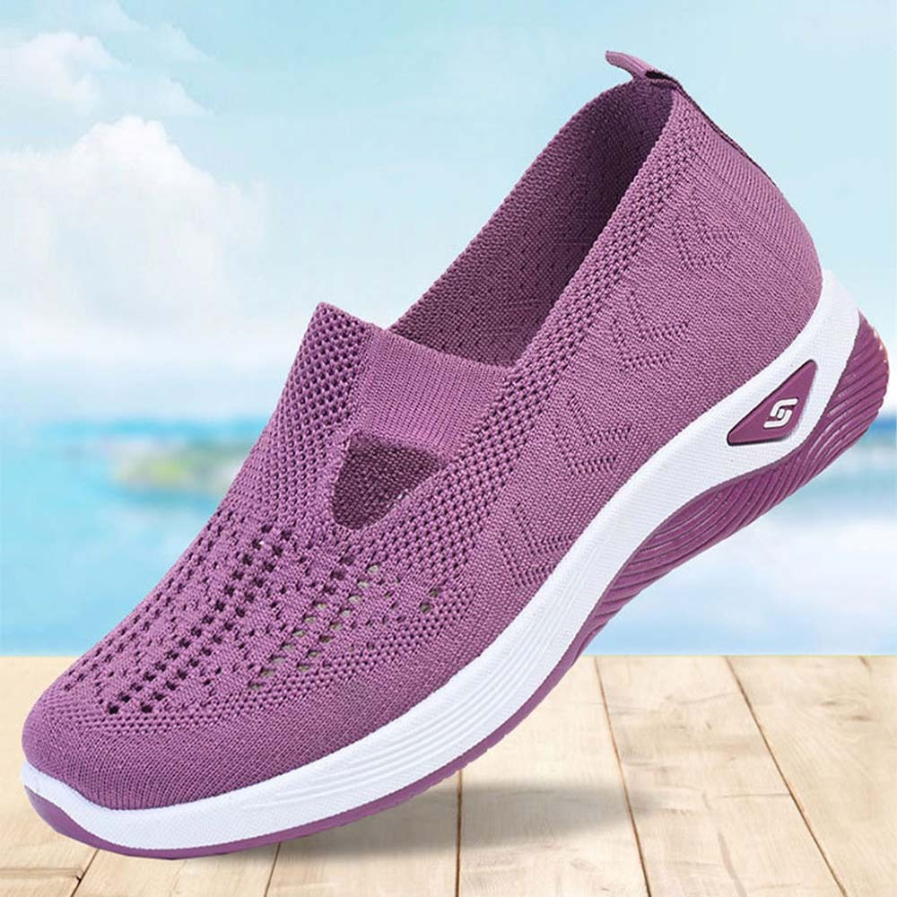 Zapatos informales sin cordones con suela suave tejida para mujer