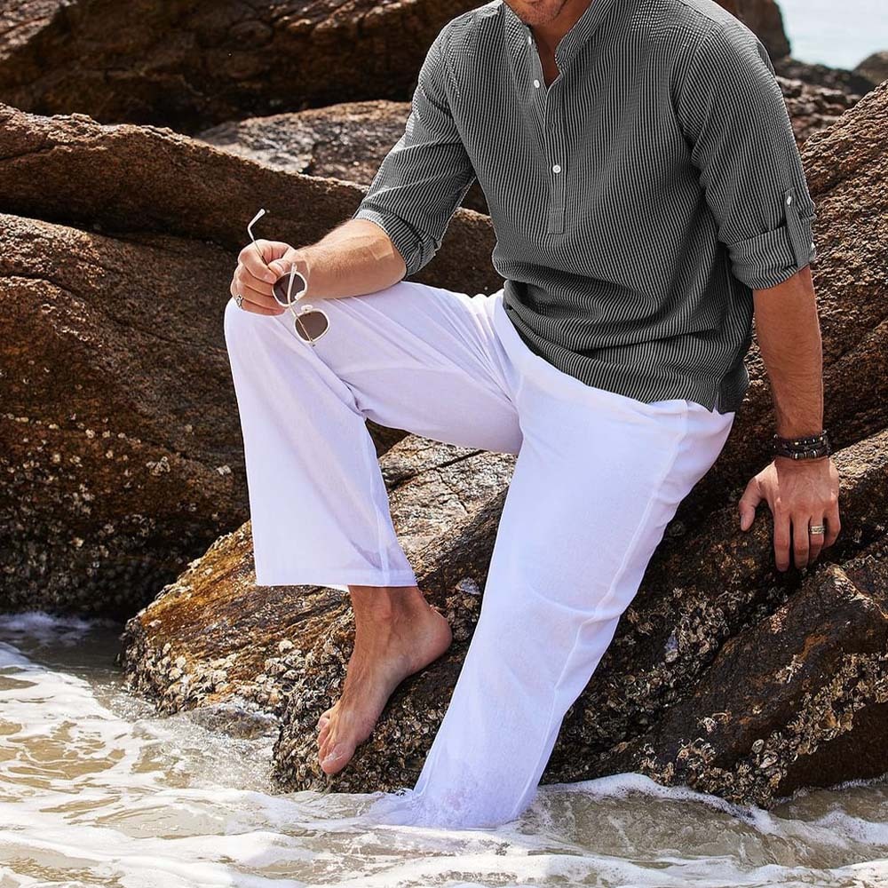 Nueva camisa a cuadros con cuello alto para hombre