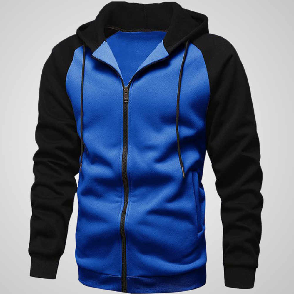 Olivoslindo Chaqueta deportiva informal con capucha para hombre con diseño de bloques de color