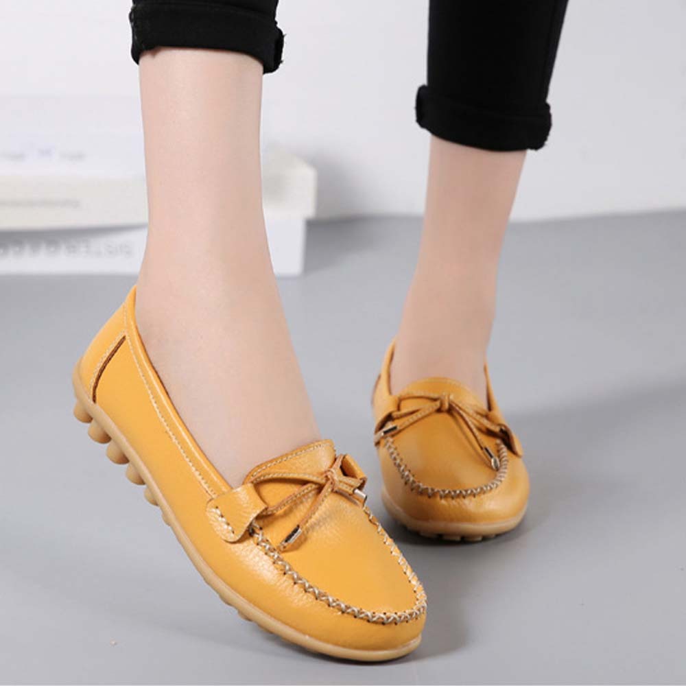 Mocasines de cuero con suela suave y transpirable para mujer Zapatos casuales