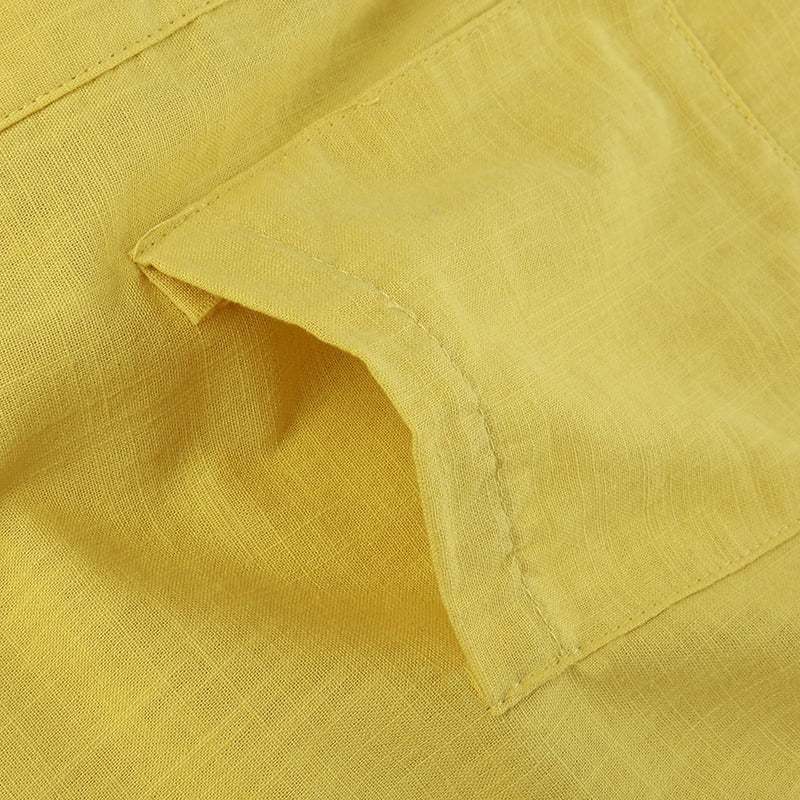 Women's elegant solid color slit pocket shirt dress