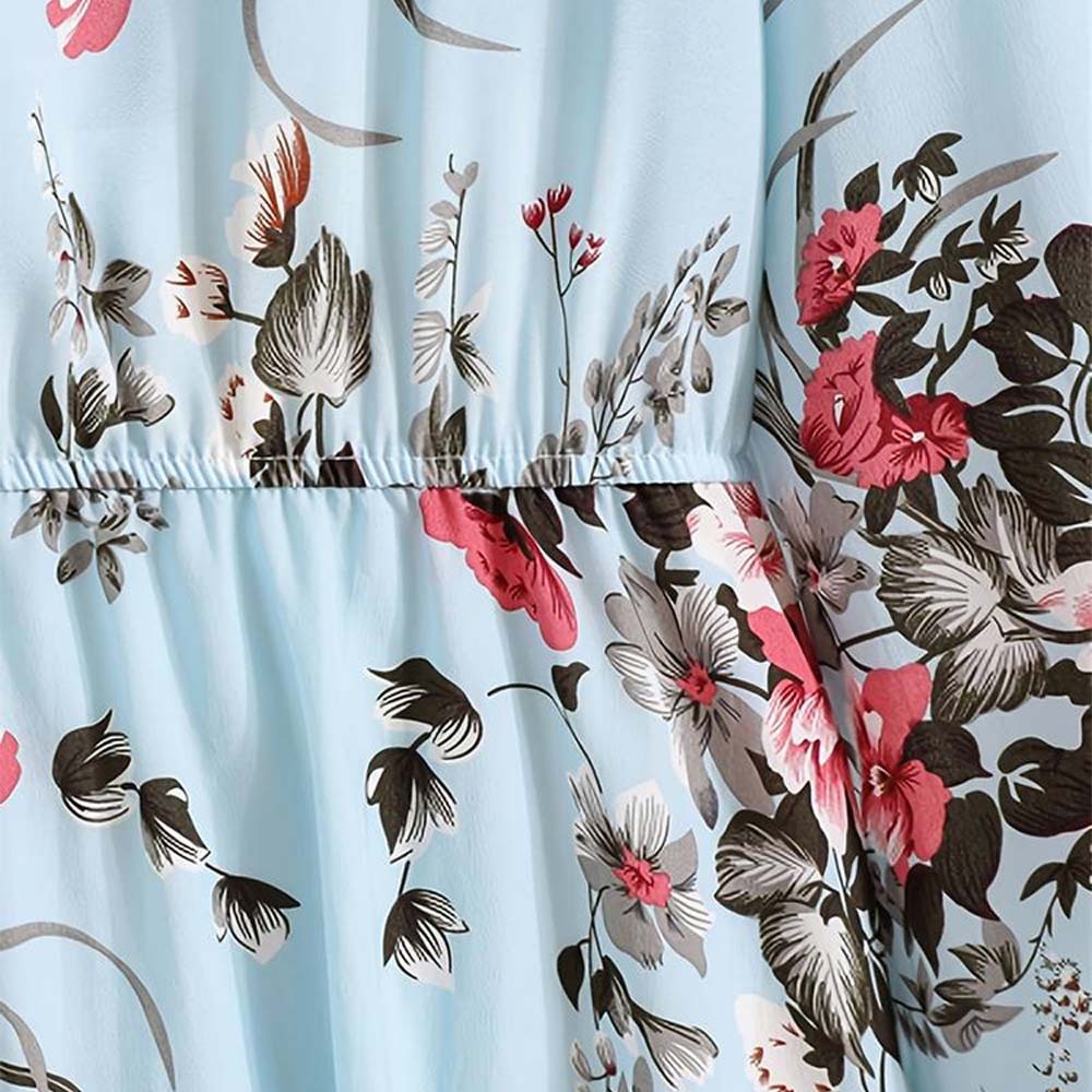 Women's Bohemian Ruffle Print Long Sleeve Dress