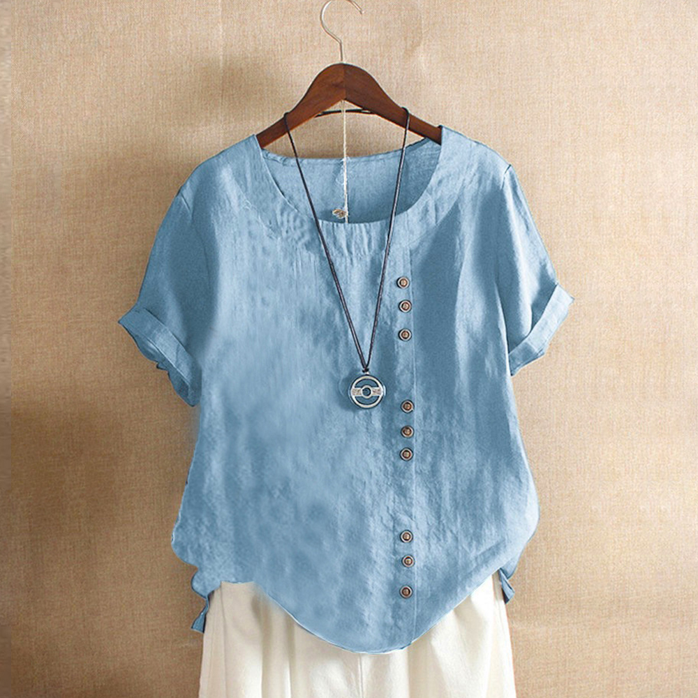 New large size cotton and linen women's T-shirt