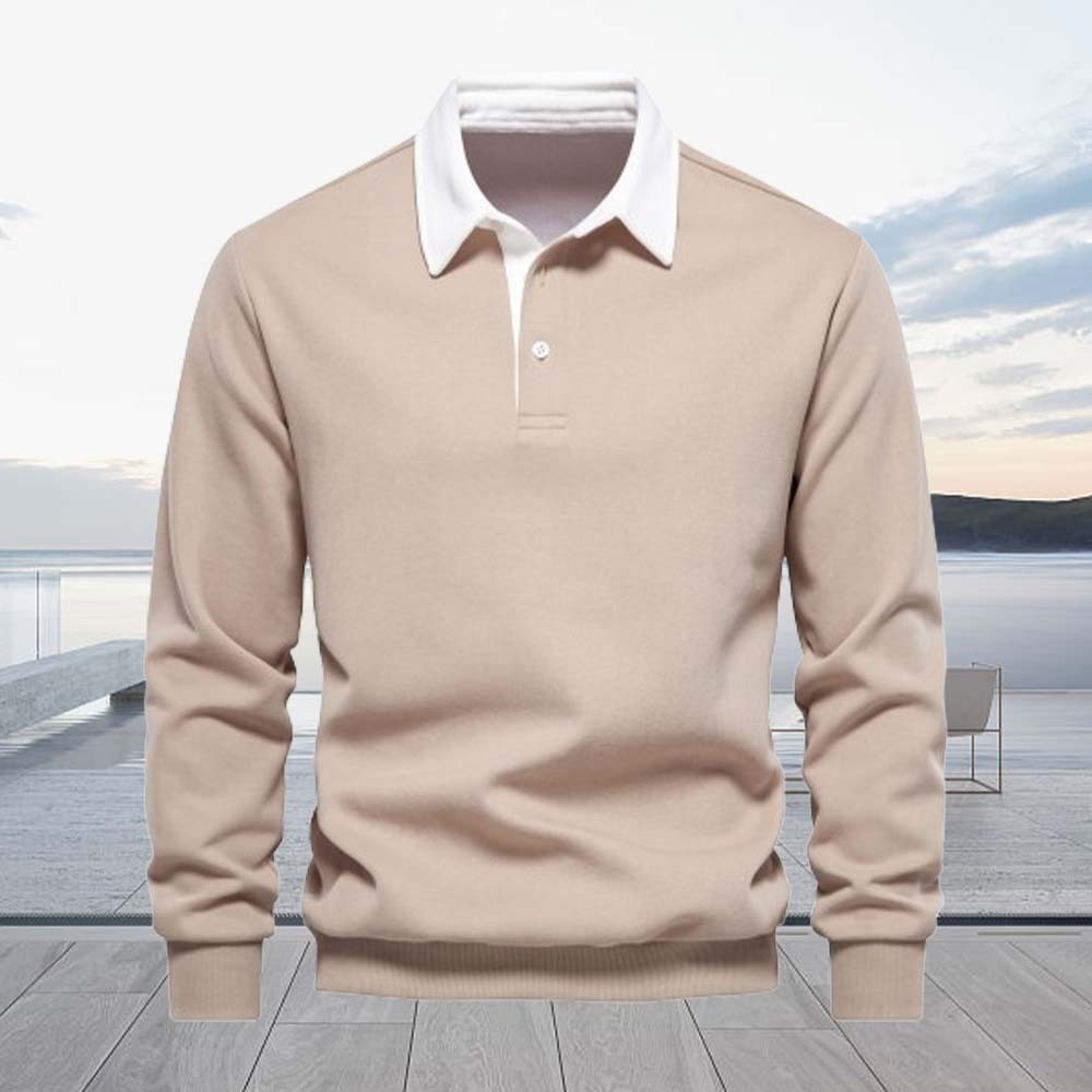 Smiledeer 2024 New men’s long-sleeved Polo shirt casual sweatshirt