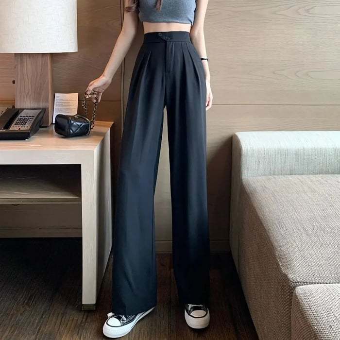 Ladies casual loose high waist suit pants
