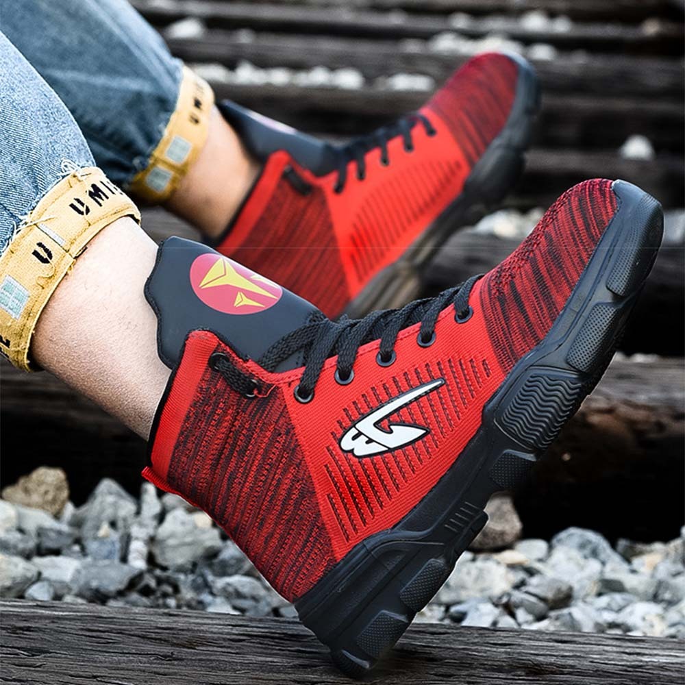 Men's anti-smash and anti-puncture high-top safety shoes