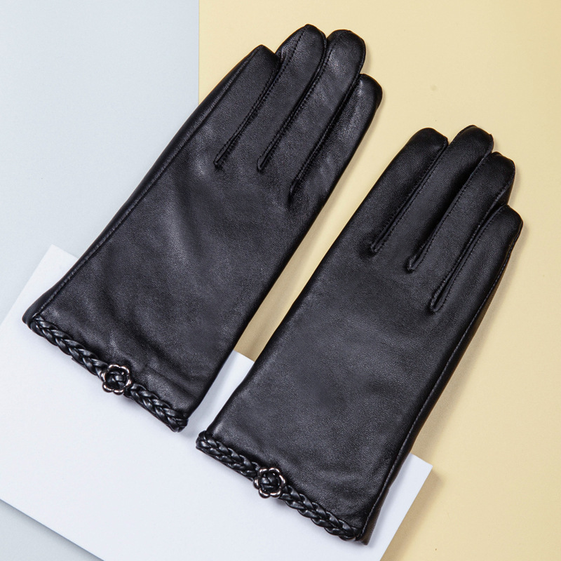 Guantes cálidos de PU para mujer de invierno elegante
