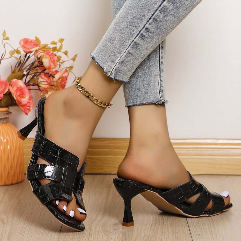 Sandalias metálicas de tacón alto para mujer de moda de verano