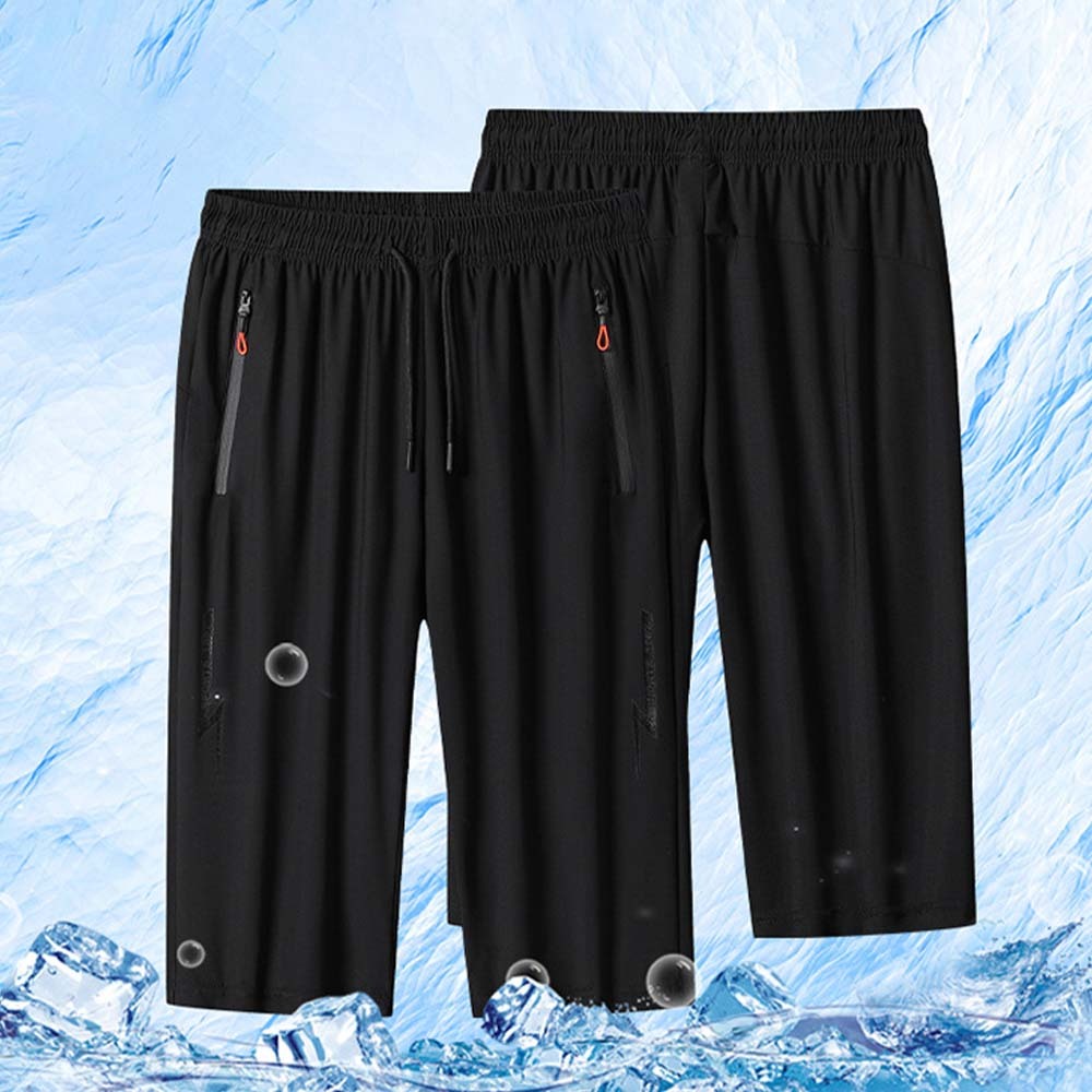 Pantalones deportivos casuales de talla grande rectos de seda de hielo elásticos finos para hombre