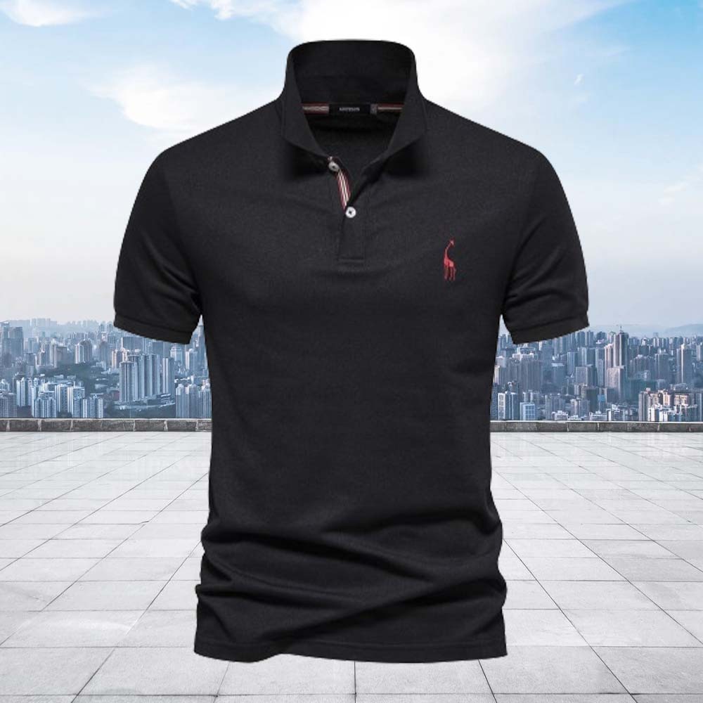 Smiledeer Men's Casual Giraffe Embroidered Short Sleeve T-Shirt Polo Shirt