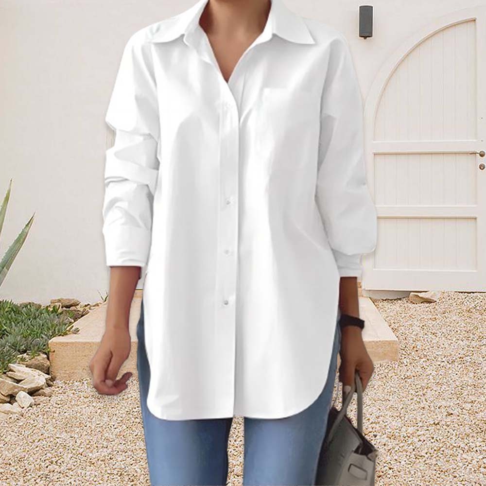 2024 Spring New Ladies Elegant Lapel Long Sleeve Business Shirt