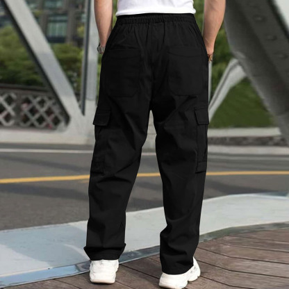 Olivoslindo Pantalones casuales rectos holgados para hombres