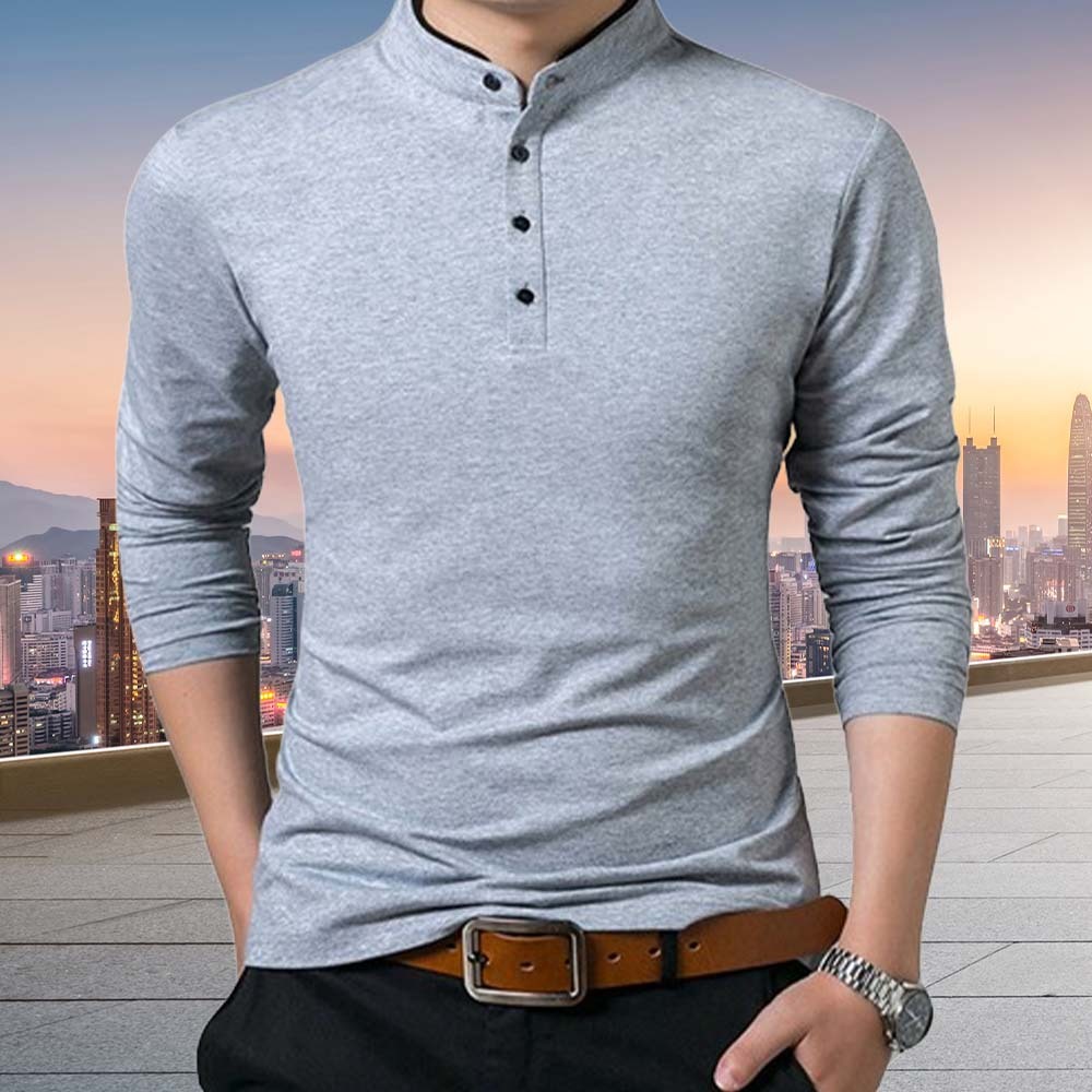 Men's Premium Business Stand Collar Long Sleeve T-Shirt