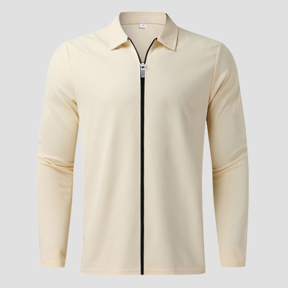 Olivoslindo Nueva chaqueta informal con solapa y cremallera tipo gofre para hombre