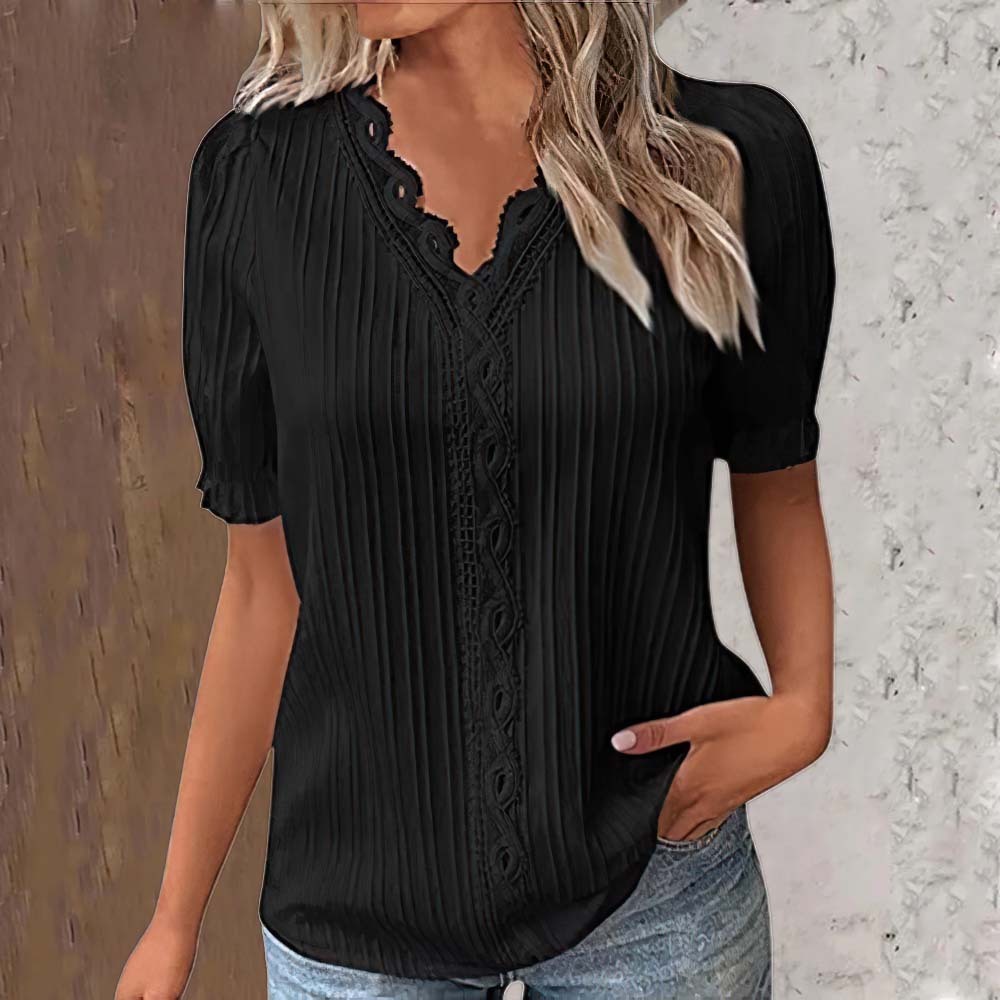 Summer new fashion hollow short-sleeved women's shirt