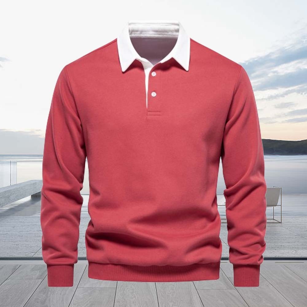Smiledeer 2024 New men’s long-sleeved Polo shirt casual sweatshirt