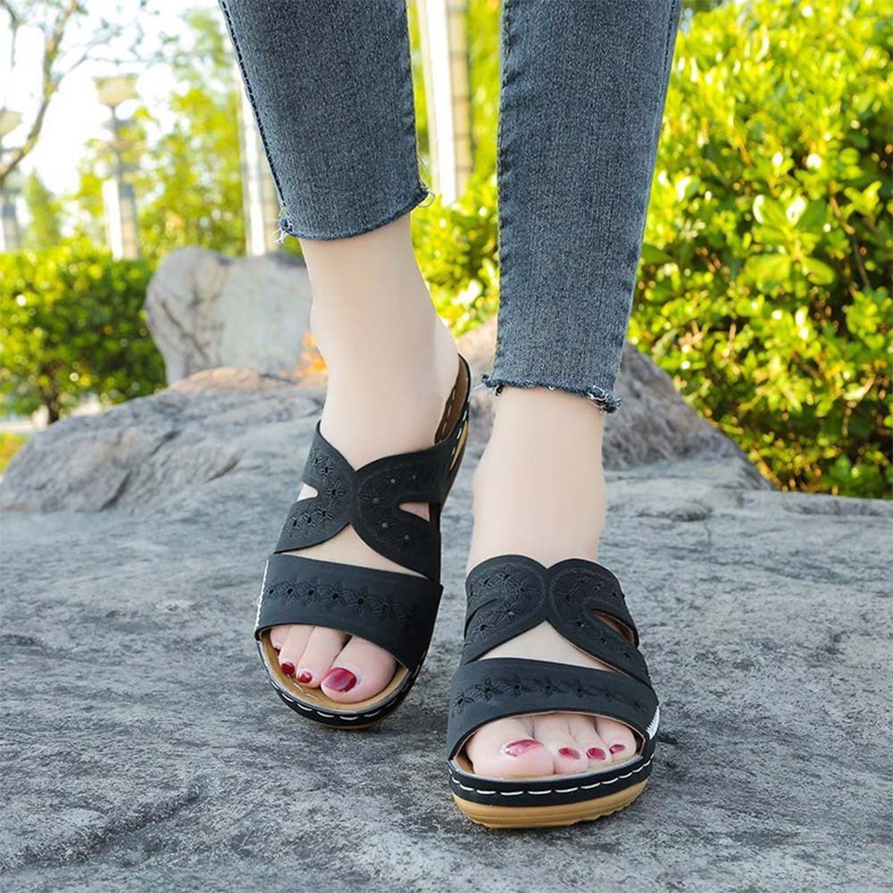 2024 nuevas zapatillas de suela gruesa con boca de pez y cuña para mujer