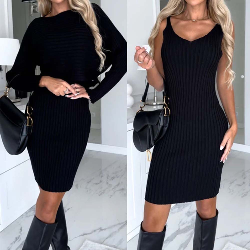 Knit Pullover Sweater and Cami Dress Set