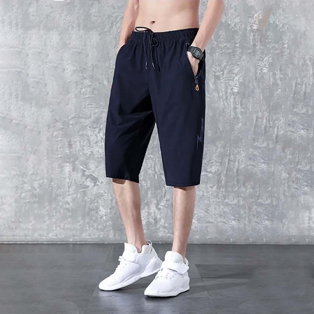 Pantalones deportivos casuales de talla grande rectos de seda de hielo elásticos finos para hombre