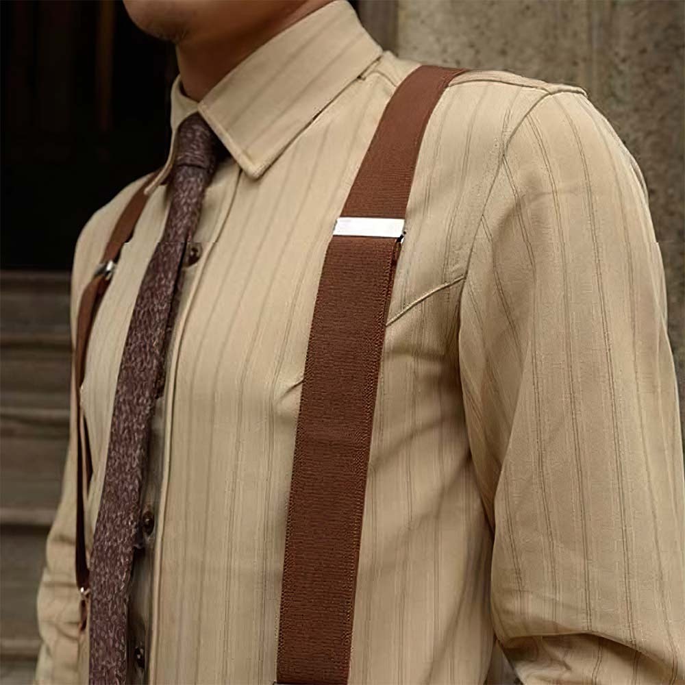 Camisa a rayas retro de primavera y otoño para hombre