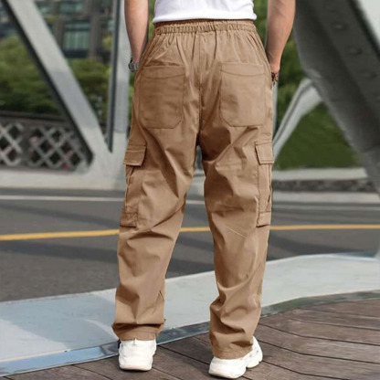 Olivoslindo Pantalones casuales rectos holgados para hombres