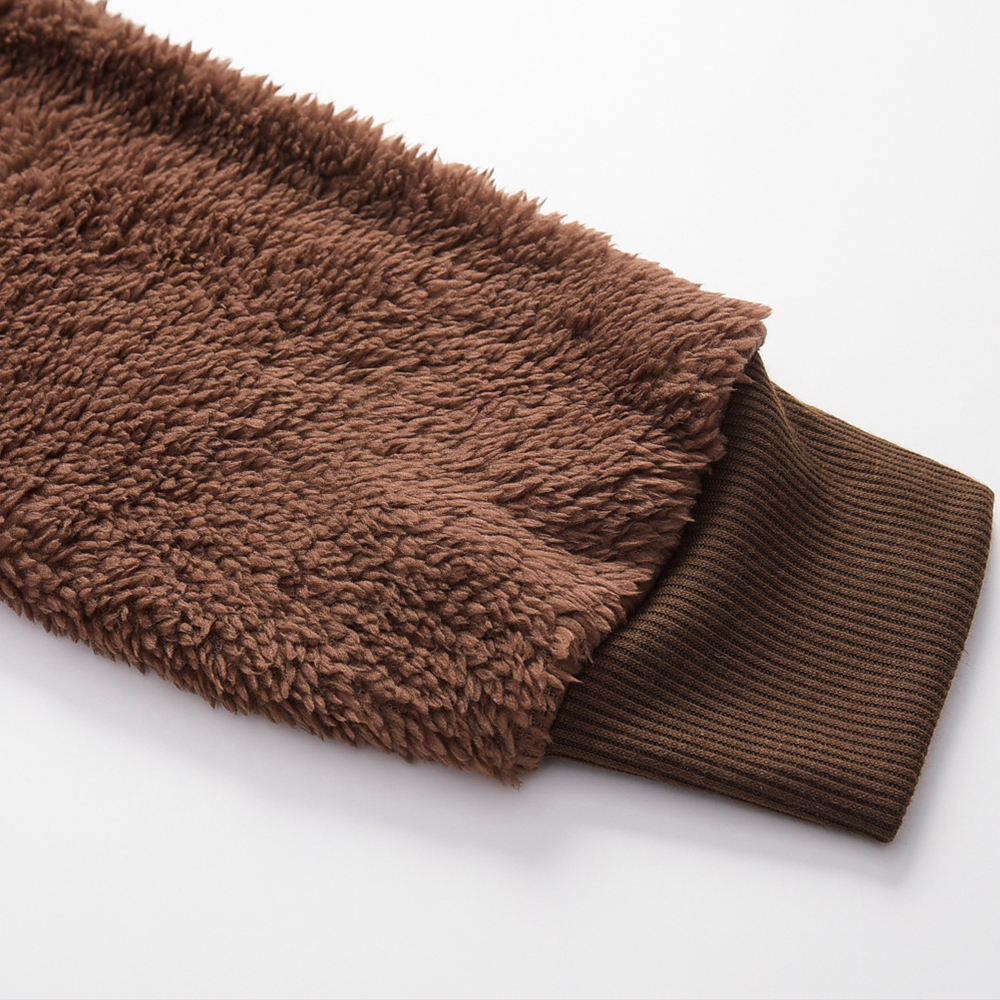 Olivoslindo Chaqueta polar de manga larga con capucha en color liso para mujer