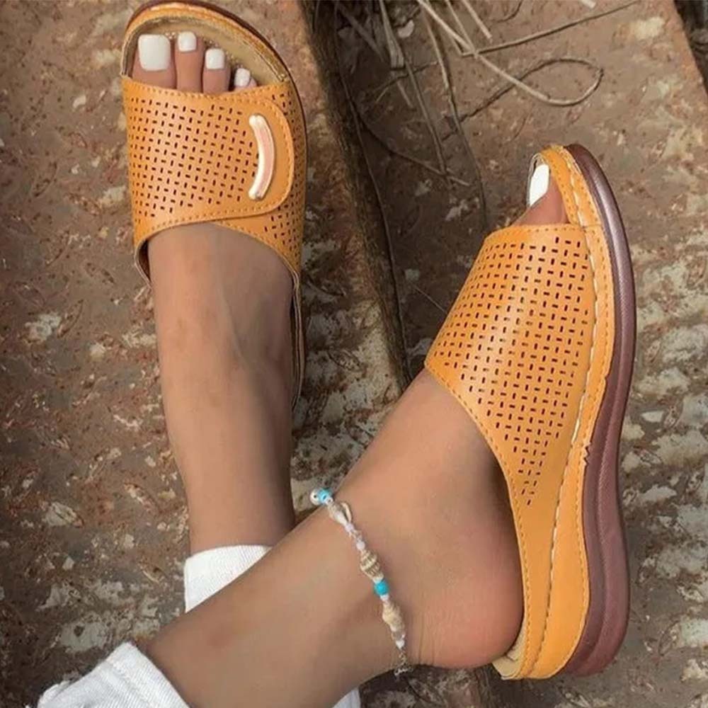 Sandalias cómodas de cuero con soporte para mujer